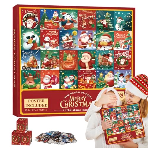 2025 Weihnachts Adventskalender - 24 Puzzle Countdown Kalender für Weihnachten | Lustiges Interaktives Spielzeug für Saisonale Reisen Klassenraum von Generisch