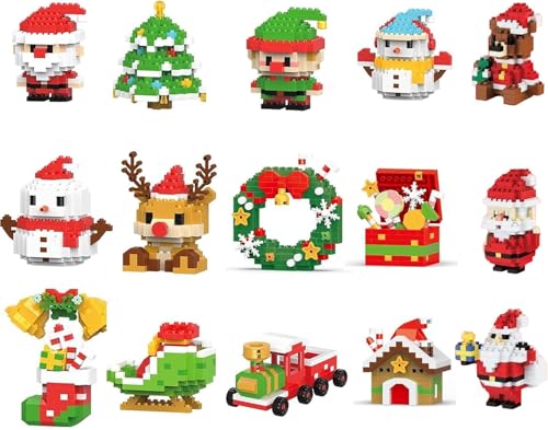 2026 Weihnachten Baustein Dekoration Set Mini Urlaub Baustein Modell Figur DIY Dekoration Ornamente Weihnachten Bestes Geschenk (15 Stück Weihnachten DIY Figuren) von Generisch
