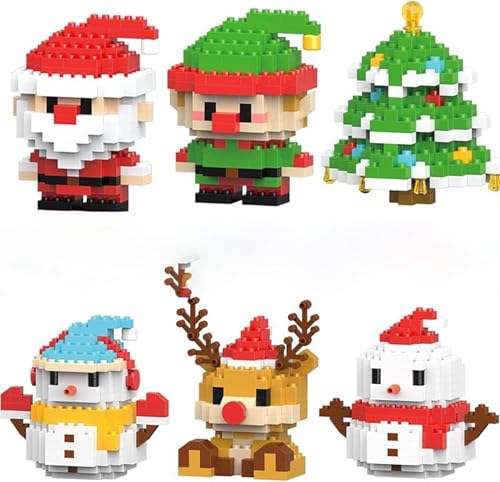2026 Weihnachten Baustein Dekoration Set Mini Urlaub Baustein Modell Figur DIY Dekoration Ornamente Weihnachten Bestes Geschenk (4-teilige Glocke Geschenkbox Cottage Tree) von Generisch