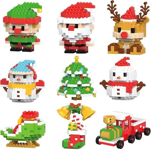 2026 Weihnachten Baustein Dekoration Set Mini Urlaub Baustein Modell Figur DIY Dekoration Ornamente Weihnachten Bestes Geschenk (6 Stück Elf Schlitten Alter Mann Socken Baum Auto) von Generisch