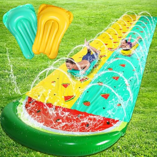 20ft/610cm Wasserrutsche mit 2 Bodyboards, Doppel-Wasser Rutsche, Rasen-Wasserrutsche mit Eingebautem Sprinkler, Sommer-Wasserspielzeug für Garten, Außen-Wasserspaß für Kinder und Erwachsene 20ft/610cm Wasserrutsche mit 2 Bodyboards, Doppel-Wasser Rutsche, Rasen-Wasserrutsche mit Eingebautem Sprinkler, Sommer-Wasserspielzeug für Garten, Außen-Wasserspaß für Kinder und Erwachsene von Generisch