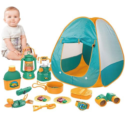 21pcs Pop -up -Spielzelt mit Camping -Gear -Tools - Kinder tun das Spielen für Kleinkinder | Spielzeugcamping -Kit für und Mädchen, einschließlich Zelt, Fernglas, Lagerfeuer, Rucksack und Kochs 21pcs Pop -up -Spielzelt mit Camping -Gear -Tools - Kinder tun das Spielen für Kleinkinder | Spielzeugcamping -Kit für und Mädchen, einschließlich Zelt, Fernglas, Lagerfeuer, Rucksack und Kochs von Generisch