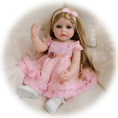 22 Zoll Reborn Puppe Mädchen Lebensecht Wiedergeborene Babypuppe Vinyl Silikon Realistische Baby Puppen Blonde Haare Neugeborene Kleinkindpuppe Spielzeug für Kinder von 3+ & Sammlung 22 Zoll Reborn Puppe Mädchen Lebensecht Wiedergeborene Babypuppe Vinyl Silikon Realistische Baby Puppen Blonde Haare Neugeborene Kleinkindpuppe Spielzeug für Kinder von 3+ & Sammlung von Generisch
