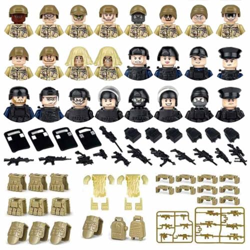 24 Militär-Actionfiguren-Spielset, WW2-Bauset, deutsche Soldatenfiguren, Waffenzubehör-Set, Geschenk für Jungen und Kinder von Generisch
