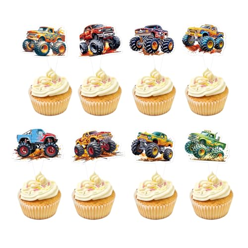 24 Stück Doppelseitiges Monster Truck Kuchen Dekoration Monster Truck Cupcake Topper Geburtstag des Babys Party Dekoration 24 Stück Doppelseitiges Monster Truck Kuchen Dekoration Monster Truck Cupcake Topper Geburtstag des Babys Party Dekoration von Generisch