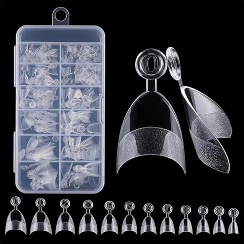 240 Stück tragbare Halb-Stick-Mandel-Nagelform – Matte ABS Kunstnägel geeignet für kleine Nagelbetten, 12 Größen in einer Box (16,4 x 8,25 x 1,85 cm), einfach zu tragende Nagelkunst ohne Kleber von Generisch