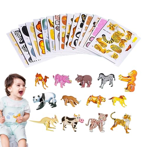 25 Stück 3D-Puzzles Kinder, 3D Cartoon Puzzle, Pädagogisches Spielzeug, Cartoon Tier Lernspielzeug, Interaktiven Puzzlespielzeugen für Kinder, Geschenk Puzzles für Schule, Mottoparty von Generisch