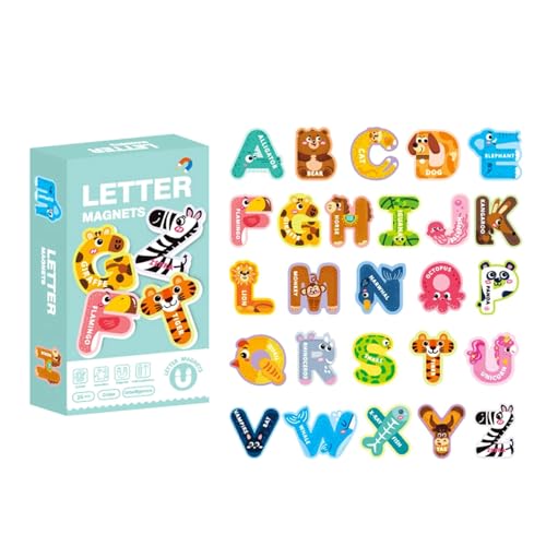 26 große magnetische Buchstaben, magnetische Buchstaben und Zahlen, niedliche Tier-Alphabet-Magnete für Kühlschrank, pädagogische Rechtschreib-Lernspiele für Kinder und Kleinkinder von Generisch