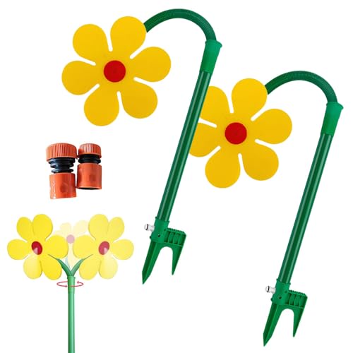 2Pcs Wasserspielzeug Kinder Outdoor, Rasensprinkler Tanzende Blume Wasserspiel Garten, Bewässerung Rasensprenger Wassersprinkler Kinder Outdoor für Landschaft Kinders Spielen (Gelb) von Generisch