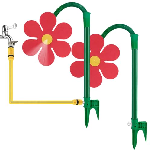 2Pcs Wasserspielzeug Kinder Outdoor, Rasensprinkler Tanzende Blume Wasserspiel Garten, Bewässerung Rasensprenger Wassersprinkler Kinder Outdoor für Landschaft Kinders Spielen (Rot) von Generisch