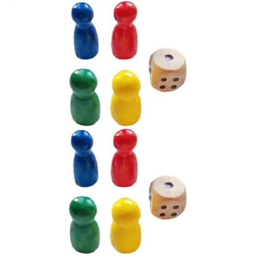 2X Holz Spielfiguren Set - 8 Schachstücke Holzspiel,Bunte Brettspielsteine Mit 2 Würfeln Für Schach, Dame & Gesellschaftsspiele,Reisefreundliches Spielzubehör Für Familie,Reisespiele 2X Holz Spielfiguren Set - 8 Schachstücke Holzspiel,Bunte Brettspielsteine Mit 2 Würfeln Für Schach, Dame & Gesellschaftsspiele,Reisefreundliches Spielzubehör Für Familie,Reisespiele von Generisch