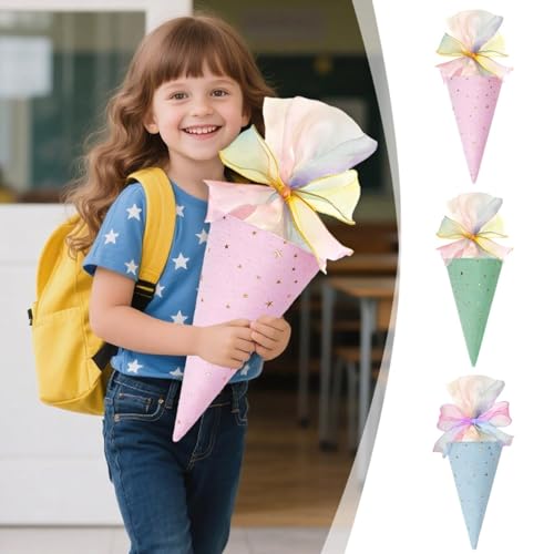 3 Stück Geschwister Schultüte Zuckertüten Set Einschulung Geschenk Leer Befüllbar Schultüte Junge Mädchen Erstklässler Schulstart Schleife Sternen Design 3 Stück Geschwister Schultüte Zuckertüten Set Einschulung Geschenk Leer Befüllbar Schultüte Junge Mädchen Erstklässler Schulstart Schleife Sternen Design von Generisch