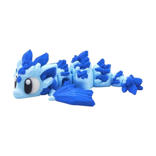 3.93in 3D Printed Dragon,3D Printed Flexible Articulated Crystal Dragon,Fidget Toy,Home Office Decor Executive Desk Toys, Fidget Toys for Autism/ADHD Kids Adults (Blue A Glacier Dragon) von Generisch