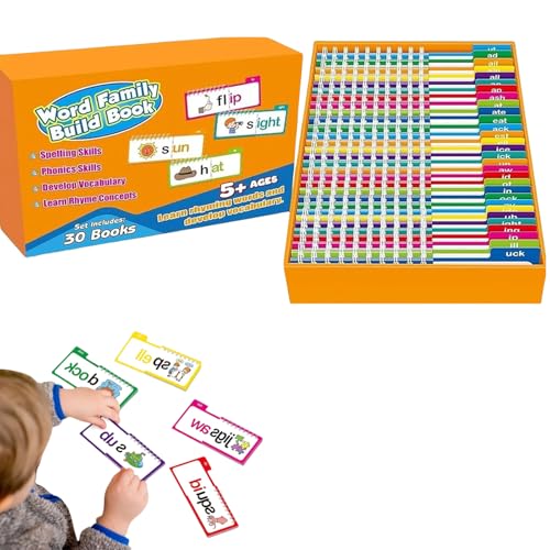 30 Read and Rhyme Flip Books, Word Families Flash Cards, ABC Vocabulary Flash Cards, Read and Rhyme Flip Activity Book, Educational Reading Games von Generisch