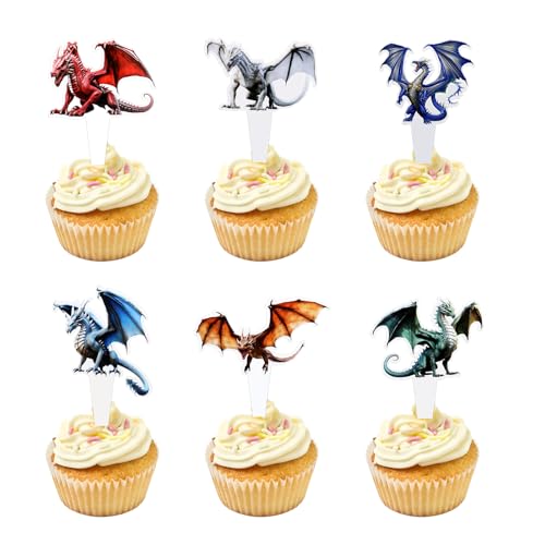 30 Stück Doppelseitiges Drachen Kuchen Dekoration Doppelseitige Muster kuchenspitze, Karikatur Drachen cupcake Topper Party Event Dekoration 30 Stück Doppelseitiges Drachen Kuchen Dekoration Doppelseitige Muster kuchenspitze, Karikatur Drachen cupcake Topper Party Event Dekoration von Generisch