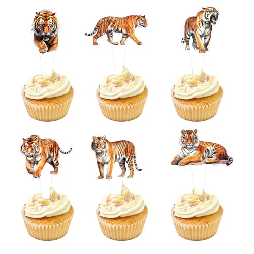 30 Stück Doppelseitiges Tiger Cupcake Topper Partyartikel zum Thema Wildtiere Zoo Tiger Papier Tasse Kuchen Dekoration Tiger Party Event Zubehör Tierkuchendekoration 30 Stück Doppelseitiges Tiger Cupcake Topper Partyartikel zum Thema Wildtiere Zoo Tiger Papier Tasse Kuchen Dekoration Tiger Party Event Zubehör Tierkuchendekoration von Generisch