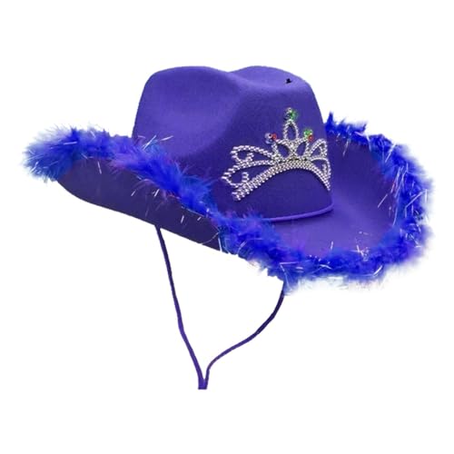 30er-Jahre-Hut für Damen, Hut mit Federkrempe, Erwachsenengröße, Cowboyhut mit Federn für Kostüm, Party, Spielen, Verkleidungen, Outfits für Frauen, ausgefallene Hüte, modische Damenhüte, violett, 30er-Jahre-Hut für Damen, Hut mit Federkrempe, Erwachsenengröße, Cowboyhut mit Federn für Kostüm, Party, Spielen, Verkleidungen, Outfits für Frauen, ausgefallene Hüte, modische Damenhüte, violett, von Generisch