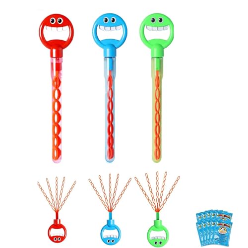 32-Hole Five-Claw Bubble Wand, Magical 5-Claw Smiley Bubble Stick for Party Favors, Birthday, Easter, Graduation, Bubble Theme Party (Red + Blue + Green) von Generisch