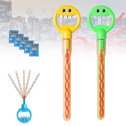 32-Hole Smiling Face Bubble Wand, Magical 5 Claw Smiley Bubble Stick with 5 Bubbles Refill, Bubble Sticks for Kids Handheld Blower for Summer Party Favor Outdoors Activity (AA) von Generisch