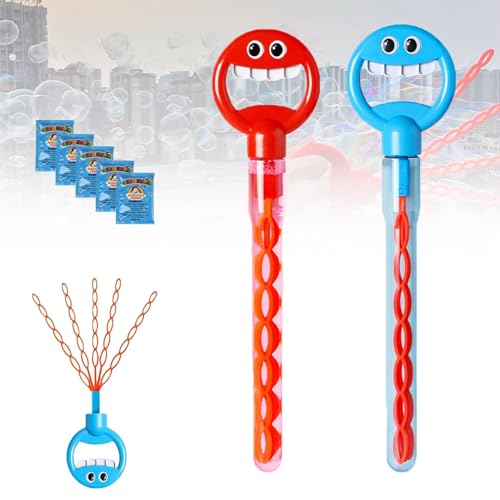 32-Hole Smiling Face Bubble Wand, Magical 5 Claw Smiley Bubble Stick with 5 Bubbles Refill, Bubble Sticks for Kids Handheld Blower for Summer Party Favor Outdoors Activity (BB) von Generisch