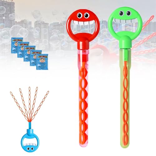 32-Hole Smiling Face Bubble Wand, Magical 5 Claw Smiley Bubble Stick with 5 Bubbles Refill, Bubble Sticks for Kids Handheld Blower for Summer Party Favor Outdoors Activity (DD) von Generisch