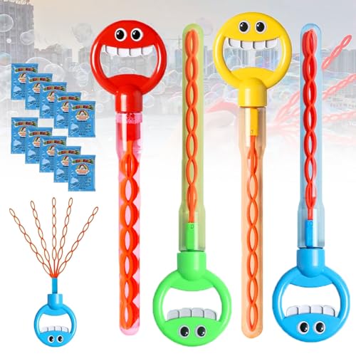 32-Hole Smiling Face Bubble Wand, Magical 5 Claw Smiley Bubble Stick with 5 Bubbles Refill, Bubble Sticks for Kids Handheld Blower for Summer Party Favor Outdoors Activity (Mix) von Generisch