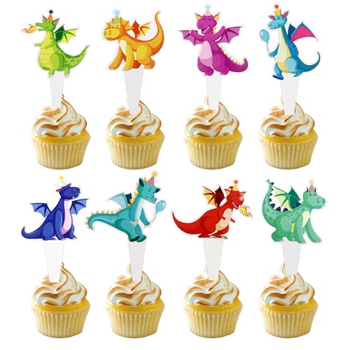 32 Stück Doppelseitiges Drachen Kuchen Dekoration Doppelseitige Muster kuchenspitze, Karikatur Drachen cupcake Topper Party Event Dekoration 32 Stück Doppelseitiges Drachen Kuchen Dekoration Doppelseitige Muster kuchenspitze, Karikatur Drachen cupcake Topper Party Event Dekoration von Generisch