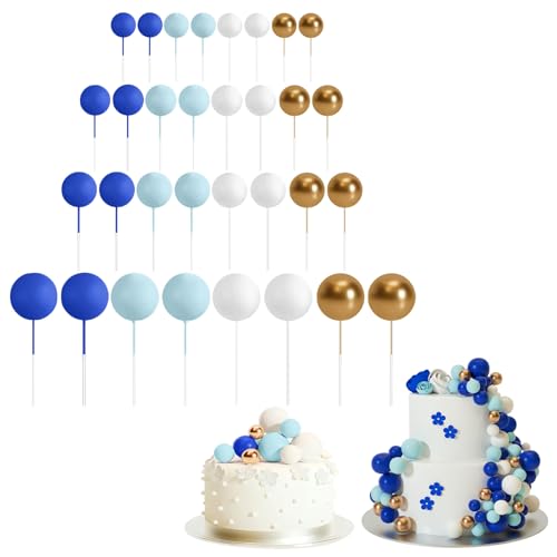 32 Stück Kugel-Kuchenaufsätze, bunte Kugel-Kuchendekoration, kugelförmige Cupcake-Einsatz, Kuchendekoration für Geburtstagsparty, Hochzeitsdekoration (C) von Generisch