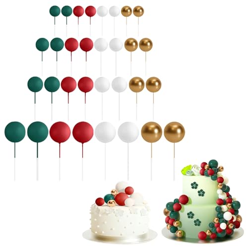 32 Stück Kugel-Kuchenaufsätze, bunte Kugel-Kuchendekoration, kugelförmiger Cupcake-Einsatz, Kuchenaufsatz für Geburtstagsparty, Hochzeitsdekoration (E) von Generisch