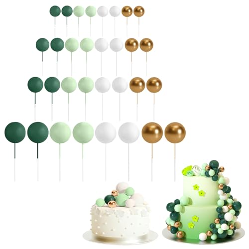 32 Stück Kugel-Kuchenaufsätze, bunte Kugel-Kuchendekoration, kugelförmiger Cupcake-Einsatz, Kuchenaufsatz für Geburtstagsparty, Hochzeitsdekoration (G) von Generisch
