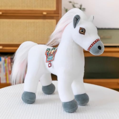 35cm Plüschtier Pferd Lebensecht Stehend Pferd Plüsch Spielzeug Simulation Kuscheltier Pferd Pony Kuscheltier Geschenk für Kinder Jungen Mädchen (Weiß) von Generisch