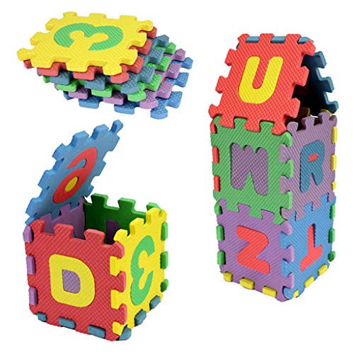 36 Stück Kinder Puzzle Schaumstoff Spielmatte, Schaumstoff Puzzlematte, Ineinandergreifende Eva Bodenfliesen mit Alphabet und Zahlen, Mathe Lernspielzeug (Mini-Größe 5 x 5 cm, Alphabet) von Generisch