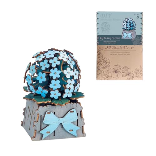3D-Blumen-Holzpuzzles für Erwachsene, kugelförmiger Kaktus, DIY Holzblumen Modellbauset Basteln für Erwachsene, ideale kreative Geschenkideen/Einweihungsfeier (Kit Version/82+PCS) von Generisch