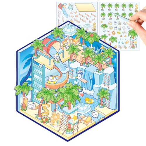 3D-Cartoon-Hausaufkleber, 3D-Miniatur-Szenen-Aufkleber für kreatives Basteln, lustige Buchdekoration, Tagebuch-Werkzeuge und buntes Kunst-Bastelzubehör, perfekt für Kinder und Erwachsene, von Generisch