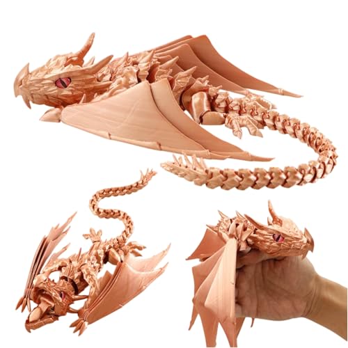 3D Drache, Ewegliche Gelenke 3D Druck Drachen mit FlüGeln, Realistische 3D Gedruckter Kristall Drache für Erwachsene und Kinder, Drachen Spielzeug für Home Office Desktop Dekoration (E) von Generisch