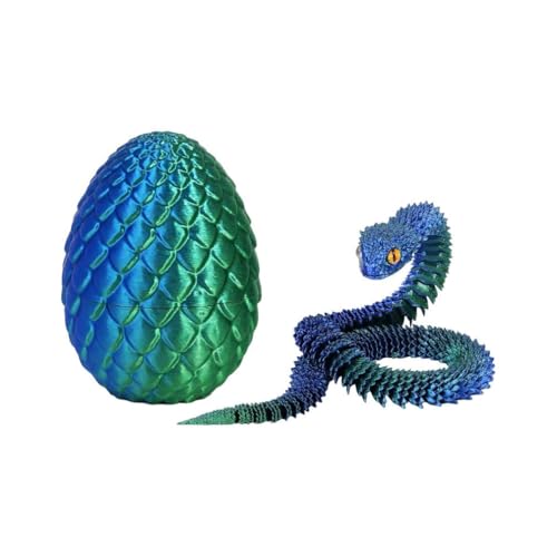 3D Drachenei mit Schlang 3D Schlange Spielzeug,Flexibel Drache Tiere Schlangen,Gedruckte Tiere Spielzeug für Kinder Geschenke Schreibtisch Wohnkultur Home Office Dekor Snake Toys (Dunkelgrün) von Generisch