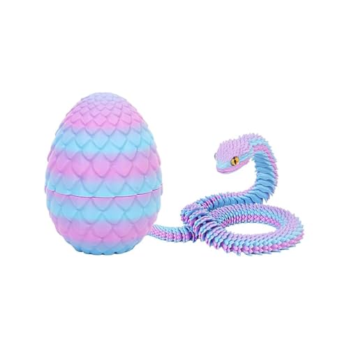 3D Drachenei mit Schlang 3D Schlange Spielzeug,Flexibel Drache Tiere Schlangen,Gedruckte Tiere Spielzeug für Kinder Geschenke Schreibtisch Wohnkultur Home Office Dekor Snake Toys (blau) von Generisch