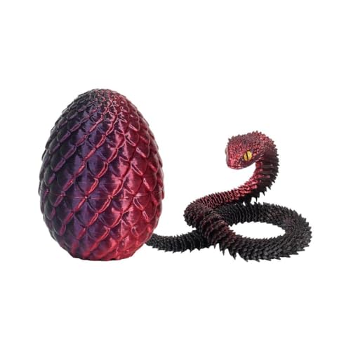 3D Drachenei mit Schlang 3D Schlange Spielzeug,Flexibel Drache Tiere Schlangen,Gedruckte Tiere Spielzeug für Kinder Geschenke Schreibtisch Wohnkultur Home Office Dekor Snake Toys (rot) von Generisch