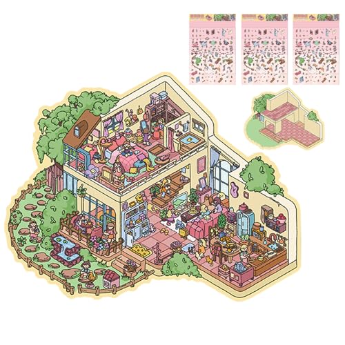 3D Effect House Sticker - Cartoon Miniature Szenenaufkleber, süße Aufkleber -Szenen | Kreatives dekoratives Lernspielaktivität, multifunktionales Bildungshandwerk mit feinmotorischen Fähigkeiten Verbe 3D Effect House Sticker - Cartoon Miniature Szenenaufkleber, süße Aufkleber -Szenen | Kreatives dekoratives Lernspielaktivität, multifunktionales Bildungshandwerk mit feinmotorischen Fähigkeiten Verbe von Generisch