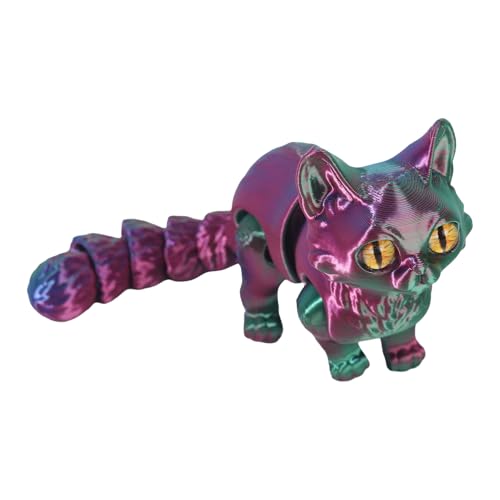 3D Gedruckte Katze, 3D Gedruckte Flexible Artikulierte Katzenfigur, Sammelkatzen Tiere Modell, Zappelspinnerspielzeug für Angstlinder Fidget-Spinner-Spielzeuge zur Linderung von Angstzuständen von Generisch