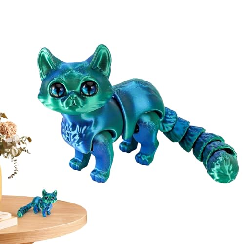 3D Gedruckte Katze, 3D Gedruckte Flexible Artikulierte Katzenfigur, Sammelkatzen Tiere Modell, Zappelspinnerspielzeug für Angstlinder Fidget-Spinner-Spielzeuge zur Linderung von Angstzuständen von Generisch