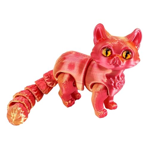 3D Gedruckte Katze, 3D Gedruckte Flexible Artikulierte Katzenfigur, Sammelkatzen Tiere Modell, Zappelspinnerspielzeug für Angstlinder Fidget-Spinner-Spielzeuge zur Linderung von Angstzuständen von Generisch