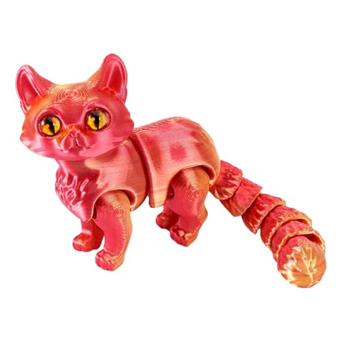 3D Gedruckte Katze 3D Gedrucktes Tierspielzeug Flexible Artikulierte Katzenfigur Katzen Zappelspielzeug Deko Sammelkatzen Tiere Modell Realistische Tier Statue Schreibtisch Ornament von Generisch