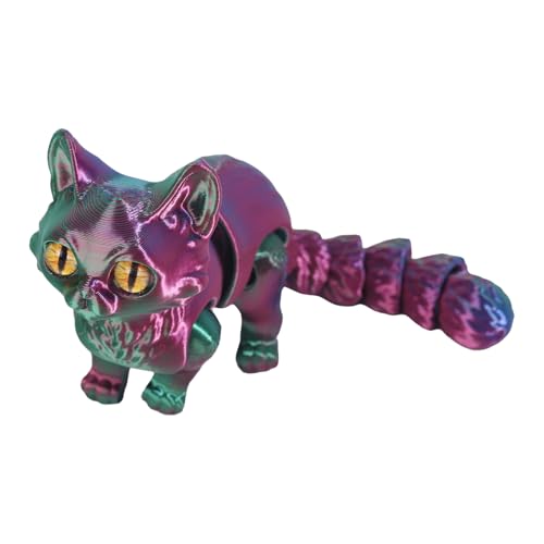 3D Gedruckte Katze 3D Gedrucktes Tierspielzeug Flexible Artikulierte Katzenfigur Katzen Zappelspielzeug Deko Sammelkatzen Tiere Modell Realistische Tier Statue Schreibtisch Ornament von Generisch