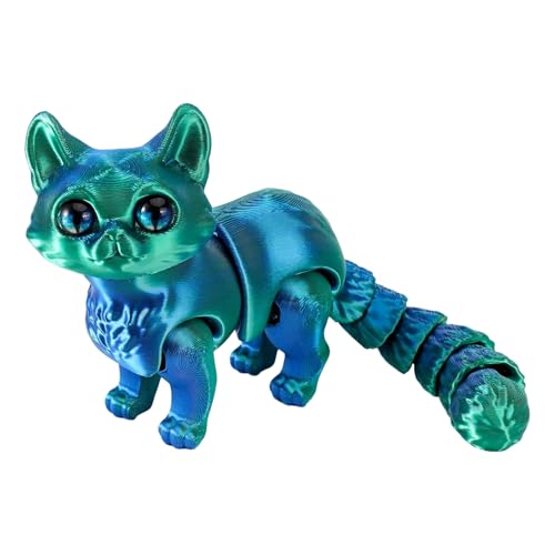 3D Gedruckte Katze 3D Gedrucktes Tierspielzeug Flexible Artikulierte Katzenfigur Katzen Zappelspielzeug Deko Sammelkatzen Tiere Modell Realistische Tier Statue Schreibtisch Ornament von Generisch