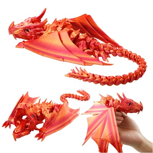 3D Gedruckter Drache mit Beweglichen Gelenken und Realistischen Handgefertigten Augen - 2025 Flexibles Drachen Spielzeug für Home Decor, Bürodekoration und Fantasie-Sammler (C) von Generisch