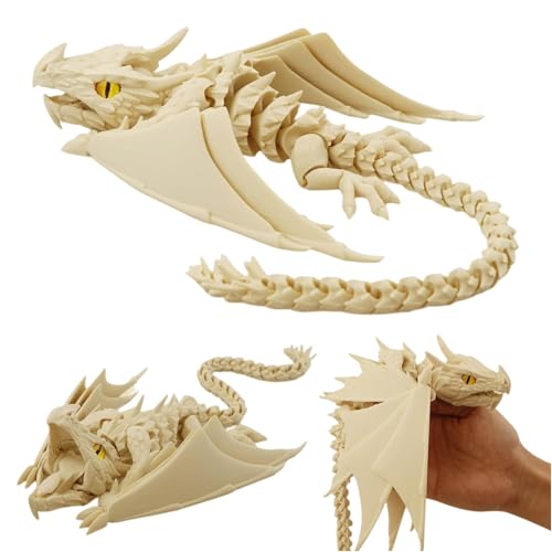 3D Gedruckter Drache mit Beweglichen Gelenken und Realistischen Handgefertigten Augen - 2025 Flexibles Drachen Spielzeug für Home Decor, Bürodekoration und Fantasie-Sammler (J) von Generisch