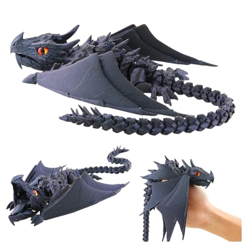 3D Gedruckter Drache mit Beweglichen Gelenken und Realistischen Handgefertigten Augen - 2025 Flexibles Drachen Spielzeug für Home Decor, Bürodekoration und Fantasie-Sammler (M) von Generisch