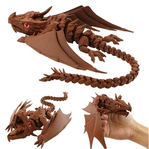 3D Gedruckter Drache mit Beweglichen Gelenken und Realistischen Handgefertigten Augen - Flexibles Drachen Spielzeug für Home Decor, Bürodekoration und Fantasie-Sammler (A) von Generisch