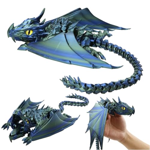 3D Gedruckter Drache mit Beweglichen Gelenken und Realistischen Handgefertigten Augen - Flexibles Drachen Spielzeug für Home Decor, Bürodekoration und Fantasie-Sammler (D) von Generisch